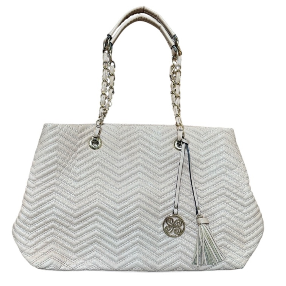 Perlina blush pink vegan leather quilted zip closure shoulder tote bag